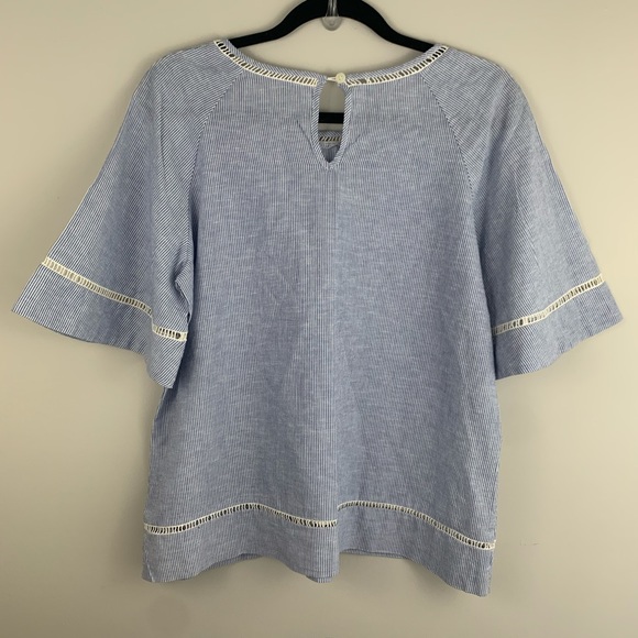 Sympli linen striped lightweight short sleeve blouse - Picture 3 of 8